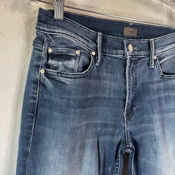 Mother Denim The Dropout Fray Moon Dark Jeans Womens 26 Stretch Comfort - Picture 7 of 13